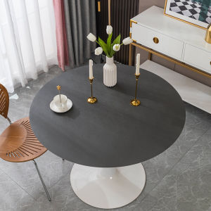 Leather round Table Mat Non-Slip Waterproof Oil-Resistant No-Wash PVC Dining Table Cloth Tea Table Pad Solid Color Table Decor