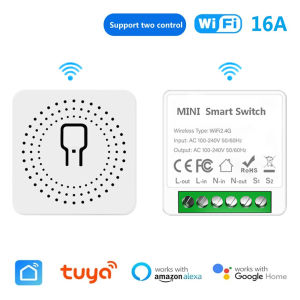 Works with Tuya Smart Life App 16A WiFi Smart Switch Module 2-way Control Mini Switch Breaker Work With Alexa Google Alice