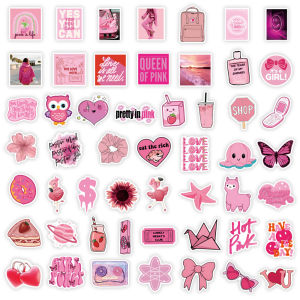 100/50PCS New INS-Style Black-Pink Graffiti Stickers - Waterproof PVC Decals for Laptops Skateboards & Tumblers
