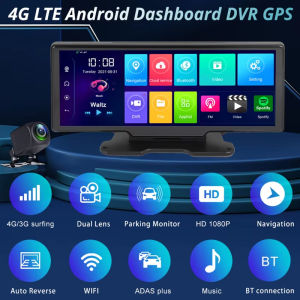 EKLEVA 10.26" Android 12 System Carplay Monitor Android Auto Car DVR Dash Cam 2+32G 5G WIFI GPS Navigation Dashboard Recorder 8 Core FM Aux With U Disk Bluetooth Phone Call