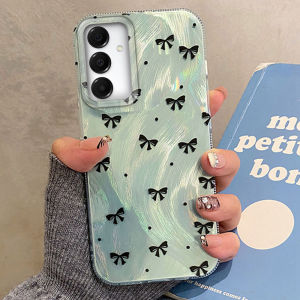 เคสโทรศัพท์ลายจุดวงกลมโบว์สีดำ สำหรับ Samsung Galaxy A55 A16 A07 A17 A26 A36 A56 A25 A35 A14 A34 A54 A15 A13 A32 A12