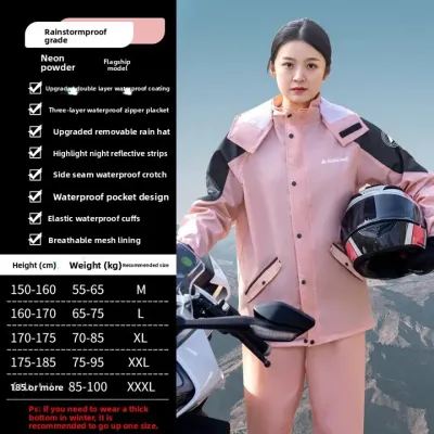 Raincoat for Motorcycle Riders Heavy Raincoat for Men Waterproof for Adult Malapal Japan Original Rubberized Breathable Rainstorm Proof Split Raincoat High Quality Thickened Quick-drying Removable Rain Hat Waterproof Jacket and Pants Unisex