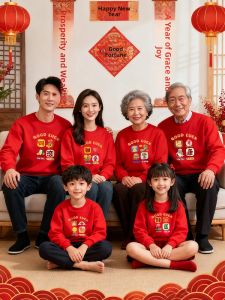 Family Reunion Red Hoodies for 5-6 People Celebratory