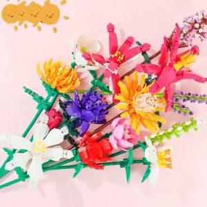 Nano Block Bunga Pot Tanaman Flower Rakitan Balok Bangunan Buket Bunga Immortal Untuk Bunga Block Mainan N03