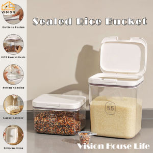 Vision 2.8L/4.5L/5.5L Flip Top Flour Container Rice Bucket Food Storage Bins Kitchen Sealed Grain Storage Box Pantry Organization Insect Proof and Moisture-proof