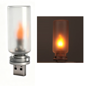 KEVANLY | USB Flame Atmosphere Light Flickering LED Glass Warm Night Light Simulated Flame for Car Home Room Laptop PC Festival Decoration