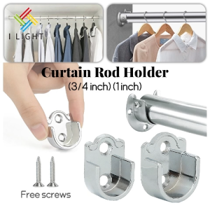(Fast Delivery)3/41 Clothes Rail Closet Rail Curtain Rod Round Tube Closet U Shaped Rod Supports Pole Sockets