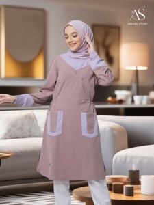 BAJU BLUS WANITA ALNITA NOURA WOODROSE / BLUS SPORT ALNITA BAHAN VERDE MIX DOBBY
