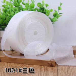 12/15/20/25/40/50mm 50Yards/lot Stain Organza Ribbon Transparent Chiffon Ribbon White Red Pink Purple Blue Yellow Black Green
