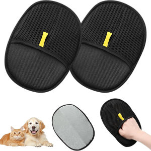 Static Pet Hair Removal Gloves - Grooming & Deshedding Gloves for Dogs Cats - Works on Sofa Carpet Clothes - Multi-Surface Brush