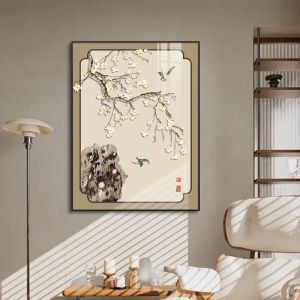 Yinghao New Chinese Style Floral Decorative Painting Entrance Hall Sofa Background Wall Hanging Artwork High End Classical Bird Flower Painting
