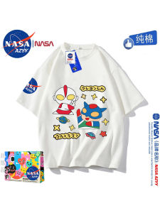 Áo Thun Cotton NASA Hoạt Hình Cho Bé Trai Mùa Hè Tay Ngắn Dễ Thương Phong Cách Hoạt Hình Crayon Nhỏ Mới Cho Trẻ Em Lớn