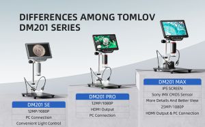 TOMLOV DM201 SE 1200X กล้องจุลทรรศน์ดิจิตอลแอลซีดีขนาด7นิ้วความจุ32GB DM201 Pro DM201กล้องจุลทรรศน์เหรียญ25MP สูงสุดพร้อมหน้าจอ LCD สำหรับการบัดกรีสำหรับผู้ใหญ่กล้องจุลทรรศน์อิเล็กทรอนิกส์ใช้กับ Mac/Windows สำหรับการดูพีซี