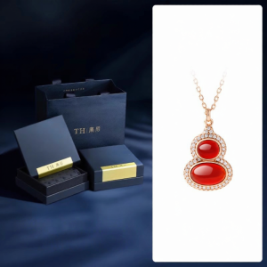 TH | Natural Carnelian Good Luck Gourd Charm Necklace