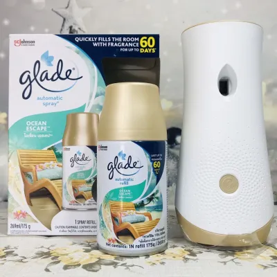 Máy xịt Thơm Phòng tự động Glade (New 252ml) Hương Hoa Anh Đào và lily Hoa Mẫu Đơn Biển Phiêu Bồng li lắc sớm mai