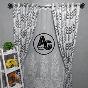 Gorden Blackout Motif Amanda Abu dan Kuning Gorden Jendela Gorden Pintu