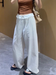 MANMI | Quần Dài Chân Rộng Thêu Ren Trắng Elegance