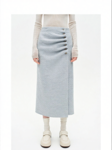 Merino Wool Blend Straight Waist Half Skirt