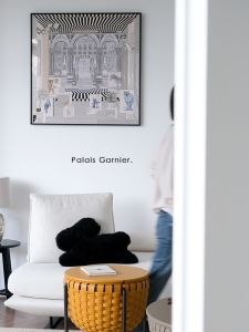 Modern Vintage Scarf Painting Paris Opera House Black White Living Room Dining Room Decorative Artwork with Frame Rinoart