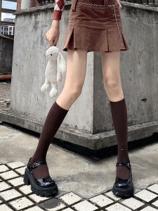 Night Study Room Brown Long Tube Socks Womens Summer Thin Medium Tube Vintage Long Socks Jk Leggings Cotton Blend All Season