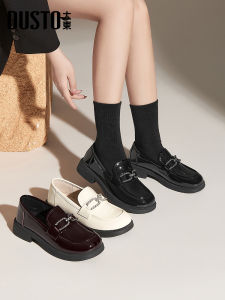 Giày Lười Đế Dày DUSTO Cho Nữ 2025 Giày Lười Da Bóng Đế Cao Gót Dày Đi Làm Thường Ngày Giày Lười Đế Bằng Đế Cao Gót