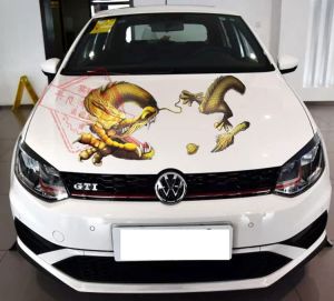 Car Decoration Sticker Machine Cover Hood Sticker Head Cover Engine Personalized Creative Stickers Dragon Figure 3D Effect Bumper Stickers
