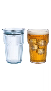 Ly nước tiện lợi 490ml nhựa VIỆT NHẬT - Trong suốt có nắp chống tràn - Cốc uống nước bia - 6040