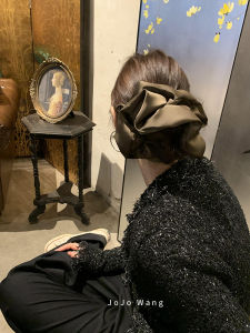 Elegant Satin Hair Ties for Women Large Size Wood Brown Series Hair Bands Stylish Hair Accessories High End Feelings