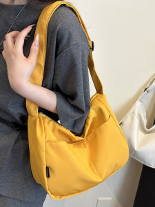 Large Capacity Canvas Tote Bag Womens Casual Crossbody Shoulder Bag Dumpling Shape Soft Fabric Purse Fresh Style 2025 New