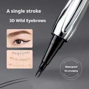 Two-Prong Eyebrow Pencil Eyeliner Waterproof Non Discoloring Sweat-Proof Creates Natural Hair-Like Strokes Beginners Pros