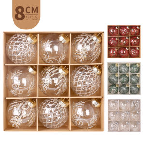 9 Pcs 3.15" Clear Christmas Ball Ornaments Shatterproof Decorative Hanging Decorations for XMAS Tree Home Wedding Party Decor