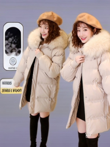 Womens Mid-Length Puffer Jacket Thickened Winter Coat Korean Style Loose Fit Bread Style Coat Trendy Small Size Outerwear