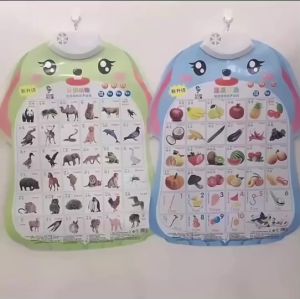 โปสเตอร์ โปสเตอร์คำศัพท์ 2 ภาษา ของเล่นเด็ก แถมฟรีที่แขวนติดผนัง โปสเตอร์พูดได้ โปสเตอร์เสริมการเรียนรู้ หนังสือฝึกทักษะอังกฤษ-จีน