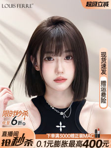 Womens Short Hair Wig Full Head Cover Real Hair Thin Lace One Cut Simulation Natural Daily Whole Head Wig Louis Ferre