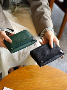 2025 New Fashion Genuine Leather Coin Purse Womens Simple Three Zipper Small Money Bag Top Layer Cowhide Card Holder Coin Bag