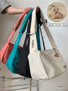 INS Style Minimalist Easiest for Match Solid Color Single-Shoulder Bag Female Japanese Style Harajuku Neutral Vintage Street Shot Students Crossbody Bag Male Fashion