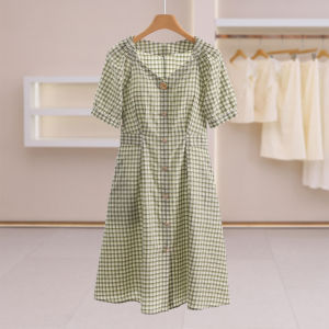 V-neck Plaid Dress Women
