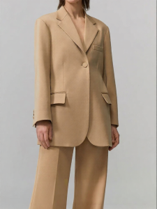 Commuter Fitted Camel Color Merino Wool Womens Blazer