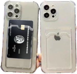 Soft TPU Card Holder Phone Case For iPhone 17 16 15 Pro Max 14 13 12 11 17 Air 16E XR X XS 7 8 Plus Shockproof Back Funda Cover