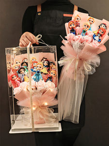 Princess Doll Flower Bouquet Gift Birthday Present for Girls Aged 3 to 9 Years Old Children Playhouse Simulation Toys