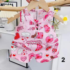 Bộ ba lỗ bé gái phối nút hoạ tiết xuất Nhật