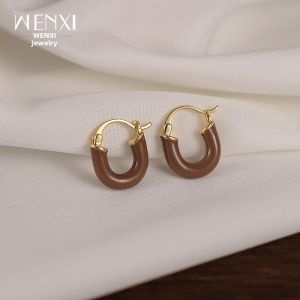 WENXI | Stylish Premium U-shaped Red Enamel Earrings New Year