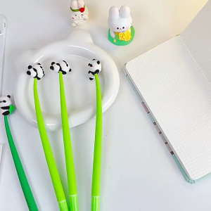 Panda Silicone Gel Pen Cute Panda Swinging Ballpoint Pen - 0.5mm Black Ink Neutral Pencil