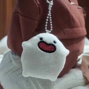 Bandai | Móc Khóa Thú Bông Hình Viên Mochi Trắng Dễ Thương Mặt Tròn Đồ Chơi Nhồi Bông Mềm Mại Đồ Trang Trí Treo Quà Tặng Cặp Đôi Ngọt Ngào