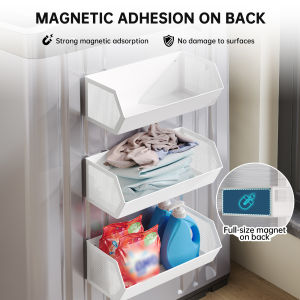 Magnetic Storage Rack for Balcony Side of Washing Machine Laundry Detergent Drying Ball Bathroom Roller Side Magnetic Storage Shelf No Drilling Required