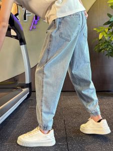 Trendy Harlan Jeans Mens Loose Cuffed Nine-Piece Pants 2025 New Spring Autumn Casual Mens Jeans Wear Resistant Loose Fit