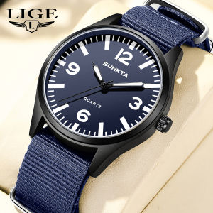 LIGE Sub Brand SUNKTA New Sport Watch For Men Fashion Nylon Strap Waterproof Luminous Men Watch Casual Business Men Quartz Watches + Box