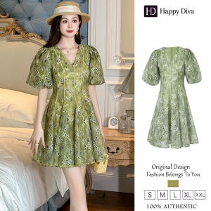 Happy Diva Womens Dresses Green Dresses Casual Dresses Puff Sleeve Dresses A-line Dresses 65070