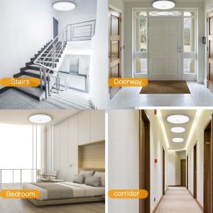 CANMEIJIA Radar Motion Sensor LED Ceiling Light 230V Auto PIR Night Light Smart Ceiling Lamp 15W 20W 30W 40W Surface Mount Panel Light for Home Stair Toliet Corridor