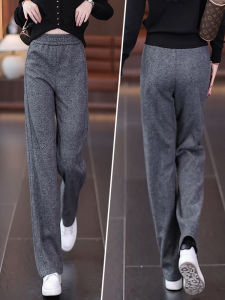 Gray Narrow Straight Leg Pants High Waist Wide Leg Fashionable Versatile Woolen Pants Korean Style Casual Trousers